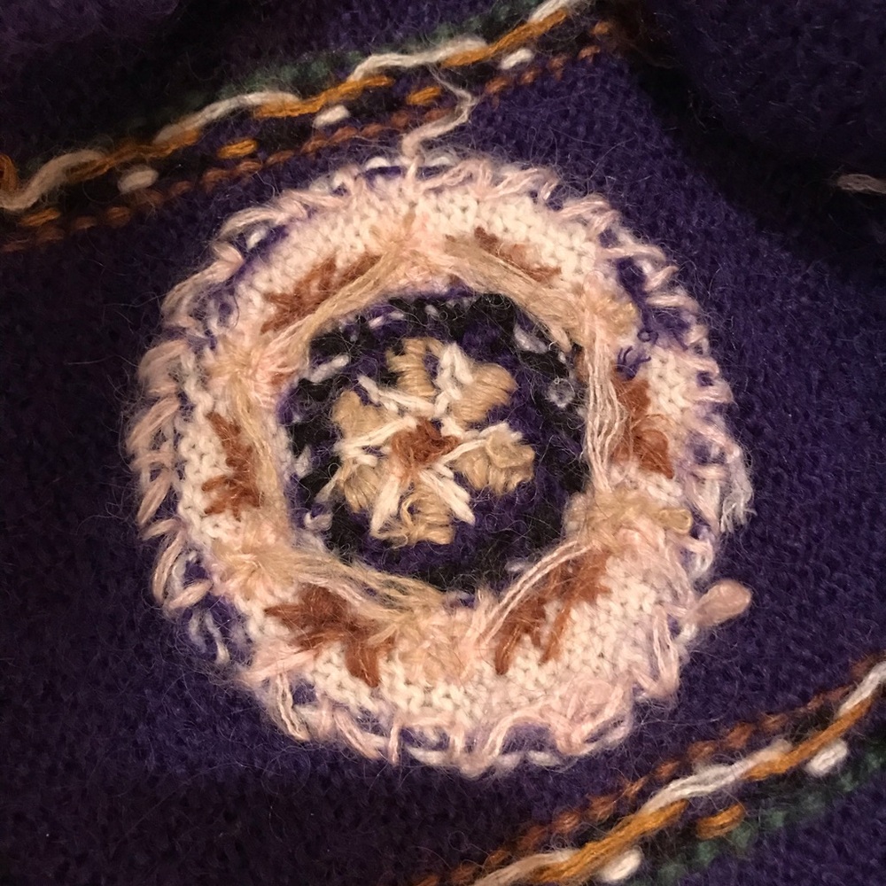 Purple Knit Cardi with Geometric Patterns - Picture 6 of 7